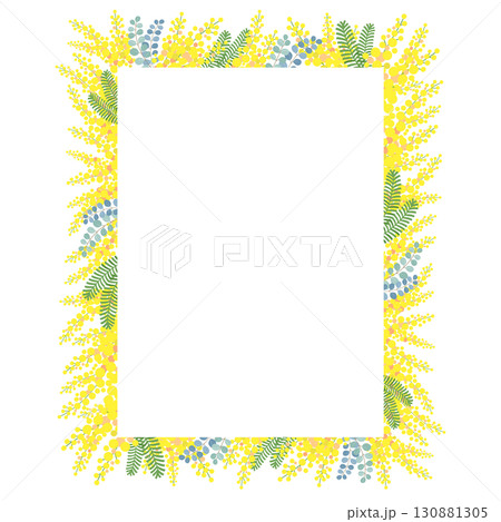 ミモザの花のベクター素材イラスト 130881305