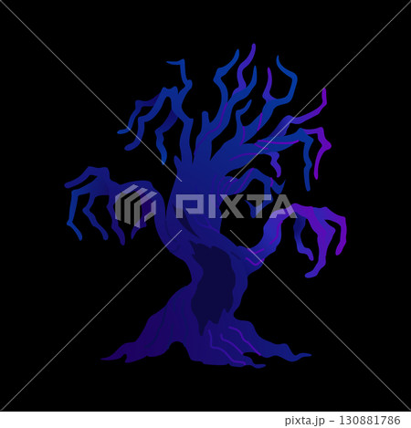 Halloween dry tree with evil face 130881786