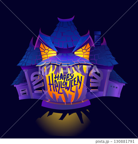 Halloween spooky haunted house 130881791