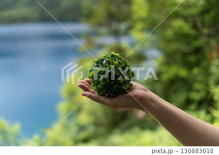 森の中で植物を持つ人 森の中で植物を持つ人 130883018