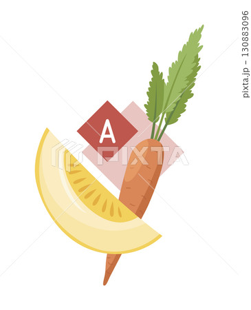 Healthy Snacks vitamin A Bright and Colorful Illustration of Carrots and Melon 130883096