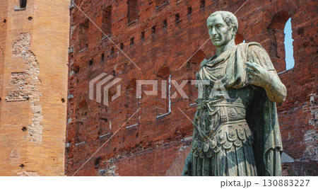 statue of Caesar Augustus at Porta Palatina, Turin 130883227