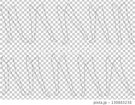 Female Leg Model Outline Illustration Collection 2-04 Legs Right 1. A set of outline illustrations of various lower body poses. 130883238