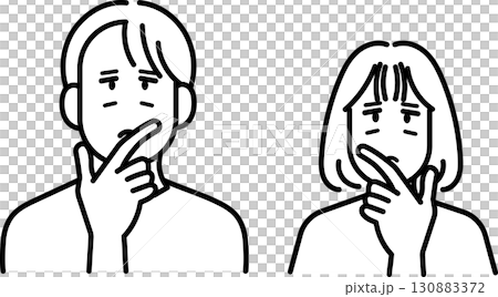 Cartoon set of doctors thinking - line drawings only Cartoon set of doctors thinking - line drawings only 130883372