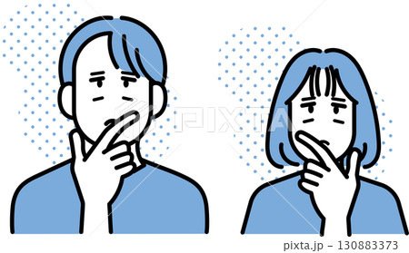 考え事をする医師達のカットイラスト素材セット 130883373