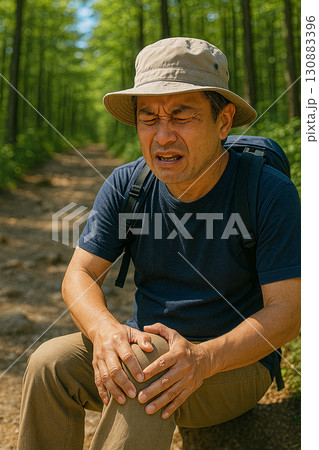 登山　アクシデント　膝痛　遭難 130883396