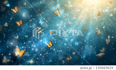 幻想的な光に美しい蝶が舞うグラフィック 幻想的な光に美しい蝶が舞うグラフィック 130883629
