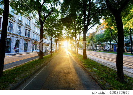 ウィーンの街並みと自然を照らす夕陽 ヨーロッパ旅行で訪れたい絶景風景 130883693