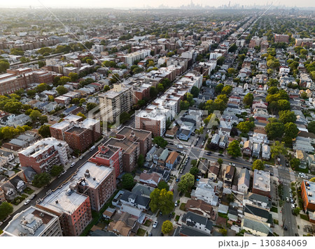 a residential area, characterized by numerous buildings, including multi-story a residential area, characterized by numerous buildings, including multi-story 130884069