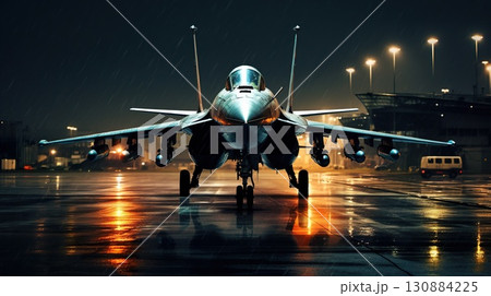 modern generation combat air fighter jet in sky, advanced stealth military aircraft flying 130884225