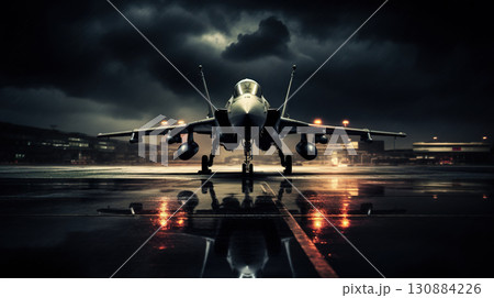 modern generation combat air fighter jet in sky, advanced stealth military aircraft flying 130884226