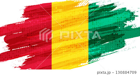 Guinea Flag Illustration in Brush Paint Style and Halftone Effect Isolated on White Background 130884709