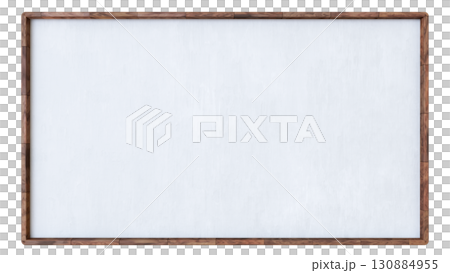簡單的棕色木框，透明材料，3D渲染 130884955