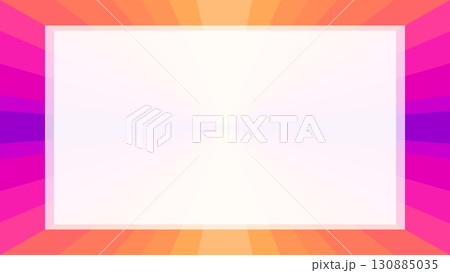 幾何学模様　フレーム　ホワイトスペース　放射状　グラデーション　ピンク　オレンジ色 130885035