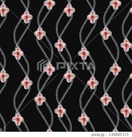 Seamless pattern with gracefully curved chains...のイラスト素材 [130885173 ...