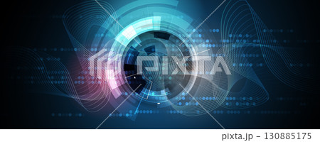 Abstract circle on technology or business futuristic particle background 130885175