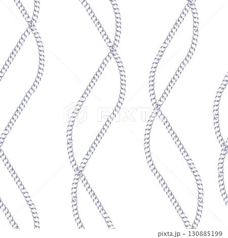 Seamless pattern with gracefully curved chains. Watercolor illustration is hand-drawn for packaging design, interior design, printing on fabric. 130885199