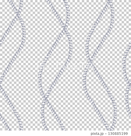 Seamless pattern with gracefully curved chains. Watercolor illustration is hand-drawn for packaging design, interior design, printing on fabric. 130885199