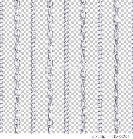Seamless pattern with two types of silver large-weave chains. Watercolor illustration is hand-drawn for packaging design, interior design, printing on fabric. 130885201