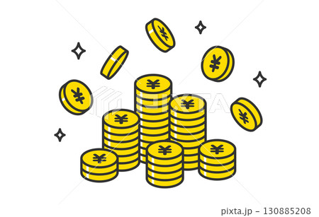 円が貯まるイメージの山積み・降り注ぐコイン【ベクターイラスト素材】 円が貯まるイメージの山積み・降り注ぐコイン【ベクターイラスト素材】 130885208