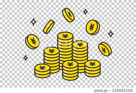 円が貯まるイメージの山積み・降り注ぐコイン【ベクターイラスト素材】 円が貯まるイメージの山積み・降り注ぐコイン【ベクターイラスト素材】 130885208