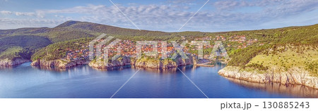 Panorama of Vrbnik village on cliffs Krk island 130885243