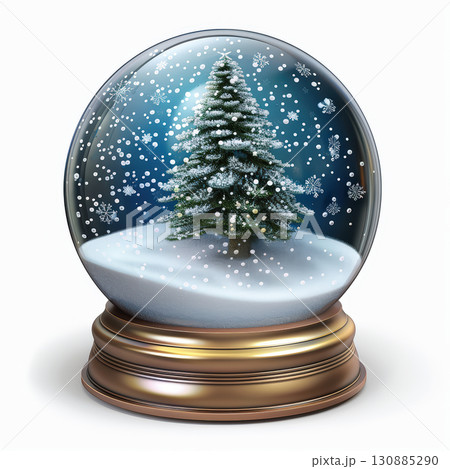 Christmas snow globe with decorated tree inside 130885290