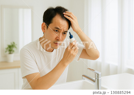 生え際を気にする男性 130885294