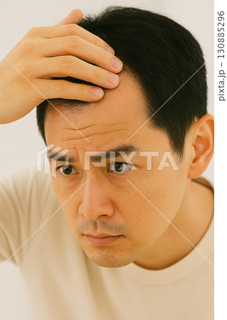 生え際を気にする男性 130885296