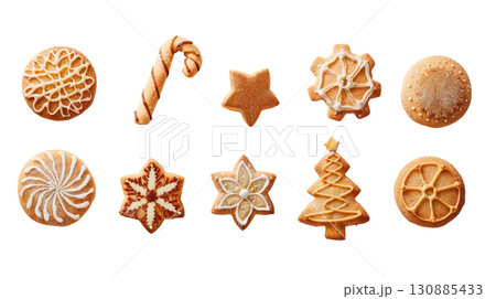 Assorted Christmas Tree and Holiday Shaped Cookies 130885433
