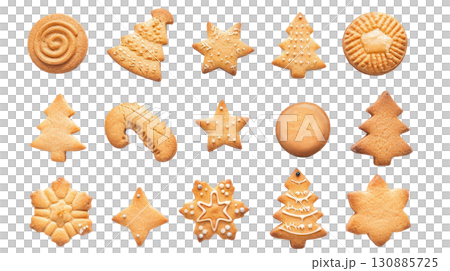 Assorted Christmas Tree and Holiday Shaped Cookies 130885725