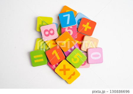 Number wood block cubes for learning Mathematic, education math. Number wood block cubes for learning Mathematic, education math. 130886696