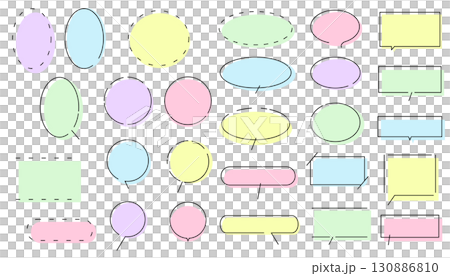 簡單的語音氣泡和框架插圖集矢量背景素材 130886810