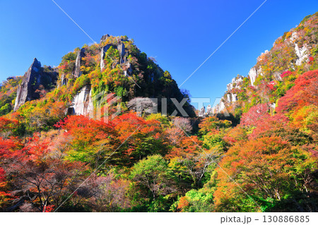 【大分県】紅葉の深耶馬渓(一目八景) 【大分県】紅葉の深耶馬渓(一目八景) 130886885