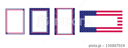 Patriotic USA themed Photo Frames with Stars and Stripes Design. Patriotic Border. Patriotic USA themed Photo Frames with Stars and Stripes Design. Patriotic Border. 130887029