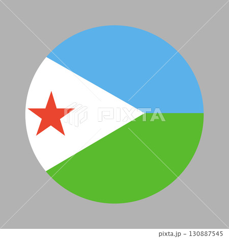 Flag of Djibouti. Flag circle icon, sticker, badge, banner, symbol. National Djibouti round flag. Flag of Djibouti. Flag circle icon, sticker, badge, banner, symbol. National Djibouti round flag. 130887545