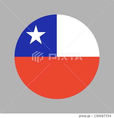 Flag of Chile. National Chile flag circle icon. Chilean round flag. Flag of Chile. National Chile flag circle icon. Chilean round flag. 130887554