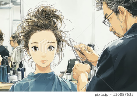 美優シリーズ:美容院で髪を切る女性 美優シリーズ:美容院で髪を切る女性 130887633