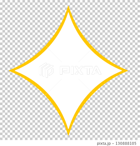 縁取りダイヤスターアイコン（背景透過PNG）｜装飾・キラキラ・輝き・注目・ポップ・素材 130888105