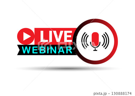 Engaging Live Webinar Graphic with Play Button and Microphone. 130888174