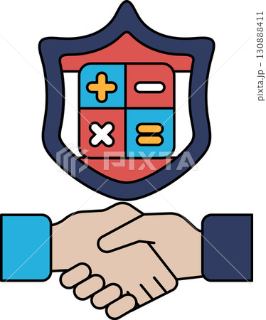 A shield with a hand on it and the numbers 2 and 8 on it A shield with a hand on it and the numbers 2 and 8 on it 130888411