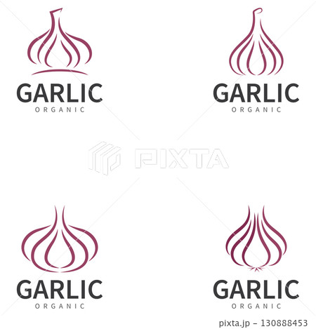 set of garlic vector icon illustration design template 130888453