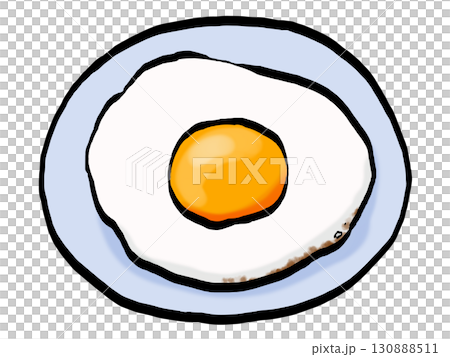 Fried egg illustration (brush strokes, egg dishes) Simple 130888511