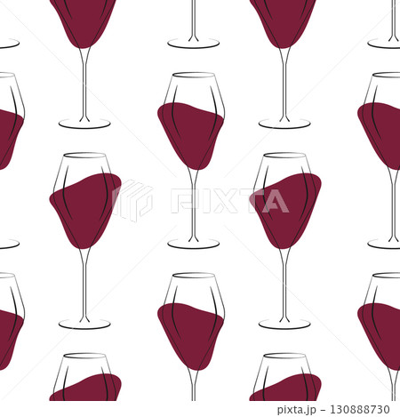 Burgundy spots on Outline Wine Glass Wine Glass Seamless Pattern Wine Day relax Background idea Burgundy spots on Outline Wine Glass Wine Glass Seamless Pattern Wine Day relax Background idea 130888730