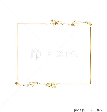 Golden Floral Square Frame Golden warm gold border frame free vector illustration 130888772