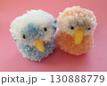 インコ2羽の毛糸ポンポン 130888779