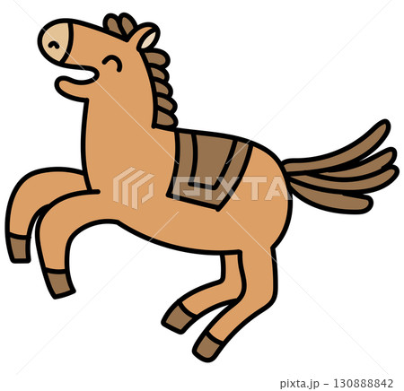 手描きの喜ぶ馬のイラスト 手描きの喜ぶ馬のイラスト 130888842
