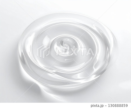 透明ジェルのスワールと波紋・美容液をイメージした抽象的で清潔感ある背景 130888859