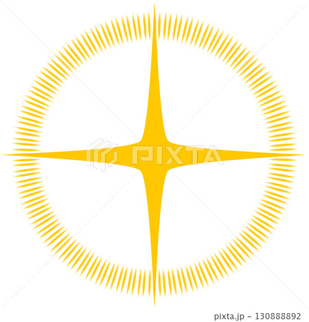 「十字の輝きと放射リングの光エフェクト（背景透過PNG）」 130888892