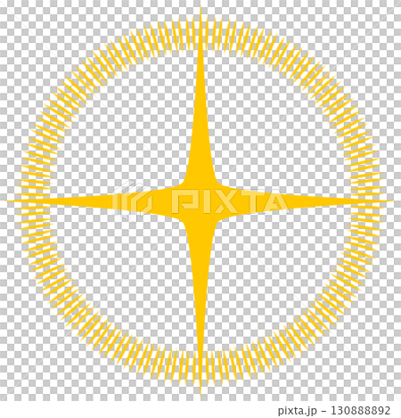 「十字の輝きと放射リングの光エフェクト（背景透過PNG）」 130888892